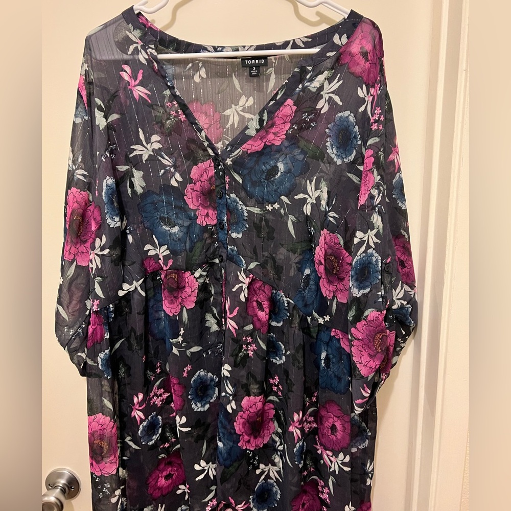 Cute purple floral blouse